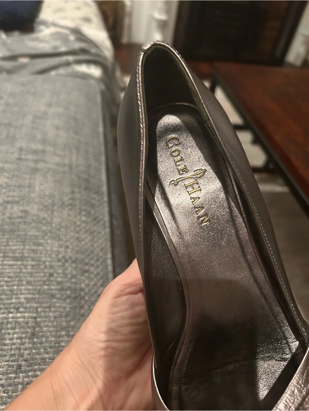 Cole Haan Metallic Brown Peep-Toe Espadrille Wedges size 7.5 Great Condition